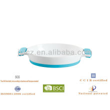 padeiro oval cerâmico com alça e base de silicone